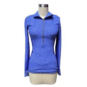 Lululemon Star Runner Pullover Top Pigment Blue 1/4 Zip Purple Blue Rulu SZ 4